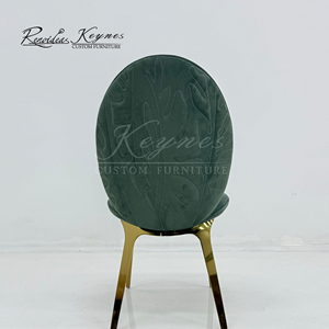 Keynes Modern Emerald Green Velvet Dining Chair Oval Back Gold Metal Legs Upholstered Side Chair for Hotel Restaurant - Product Image 5