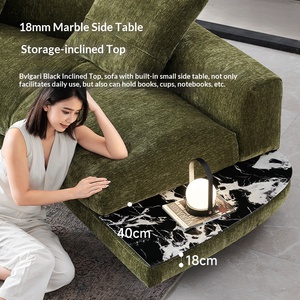 Sofá Esquinero de Tela Chenille Curvo Skyline de Diseño Minimalista Italiano, Cojín Suave para Sala de Estar, Muebles para el Hogar - Product Image 2