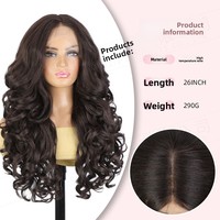 Perruque Lace Front Yaki Longue Bouclée pour Femmes Européennes et Américaines, Sans Teinture Requise, Coiffure de Commerce Extérieur 13*6