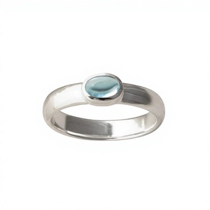 Bague Jaura Jewels en argent sterling 925 avec serti clos et pierre précieuse aigue-marine, bijou fin fait main, style chrétien, tendance, certifié - Product Image 1