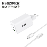 Chargeur portable pour ordinateur portable Gan 100W, USB-C PD, charge rapide, adaptateur secteur QC PD 100W, chargeur type C pour tablette Samsung