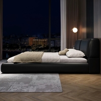 Lit minimaliste Big Black Bull, style italien, en cuir, pour chambre principale, avec revêtement doux, lit de mariage, haut de gamme, élégant et moderne