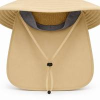 Sombrero de Sol de Popelina Caqui con Solapa para el Cuello UPF 50+ Impermeable de Ala Ancha con Malla Transpirable para Safari, Pesca, Senderismo, Venta al por Mayor, Logotipo Personalizado OEM