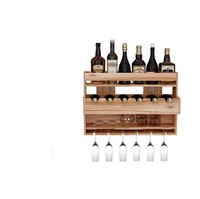 Étagère murale en bois pour bouteilles de vin, avec verres à pied et présentoir pour bouteilles de vin