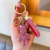 Porte-clés Ours en Cristal Strass, Breloque pour Sac à Main, Voiture, Sac, en Métal