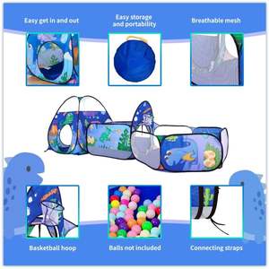 Carpa Infantil 3 en 1 con Piscina <span class=keywords><strong>de</strong></span> Pelotas, Túnel y Zona <span class=keywords><strong>de</strong></span> Escalada, Casa <span class=keywords><strong>de</strong></span> Juegos Interior y Exterior, Carpa <span class=keywords><strong>de</strong></span> Juegos Infantil con Diseño <span class=keywords><strong>de</strong></span> Dinosaurio, Piscina <span class=keywords><strong>de</strong></span> Pelotas y Túnel para Gatear - Product Image 6