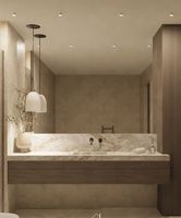 Meuble-lavabo mural en bois avec tiroirs pour projet hôtelier moderne
