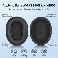 Coussinets d'Oreilles de Rechange en Cuir Protéiné à Mémoire de Forme pour Casque Sony WH-XB900N WH-XB900