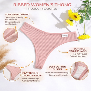 Perizoma G-String all'Ingrosso in Cotone <span class=keywords><strong>Intimo</strong></span> Confortevole Casual T-Back da Donna Tinta Unita a Vita Bassa Lingerie Intima - Product Image 2