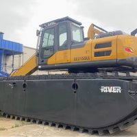 Alat Berat Teknik Andal XE215SLL Excavator Ponton Amfibi Dengan Lengan Panjang untuk Pekerjaan Pengerukan Air Dangkal