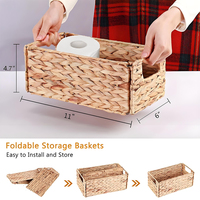 Panier de rangement rectangulaire tressé à la main en rotin PP pour salle de bain, organisateur de bacs de rangement, panier pour réservoir de toilettes