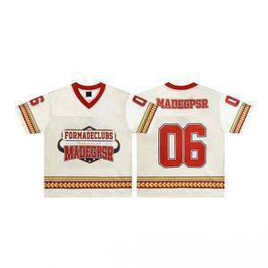 เสื้อยืดแขนสั้นทรงสปอร์ตสไตล์ฮิปฮอปวินเทจ คอวี แห้งเร็ว ผ้าตาข่าย พิมพ์ลายบล็อกสี  สำหรับทุกเพศ - Product Image 2