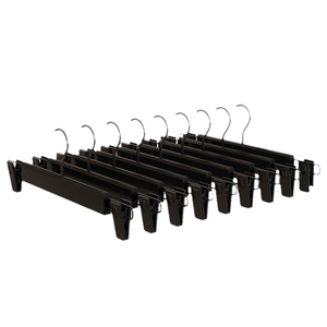 Quần giá tiết kiệm không gian chống trượt màu đen đổ xô phù hợp với quần áo móc áo clip đôi cho túi làm bằng nhựa kim loại - Product Image 6