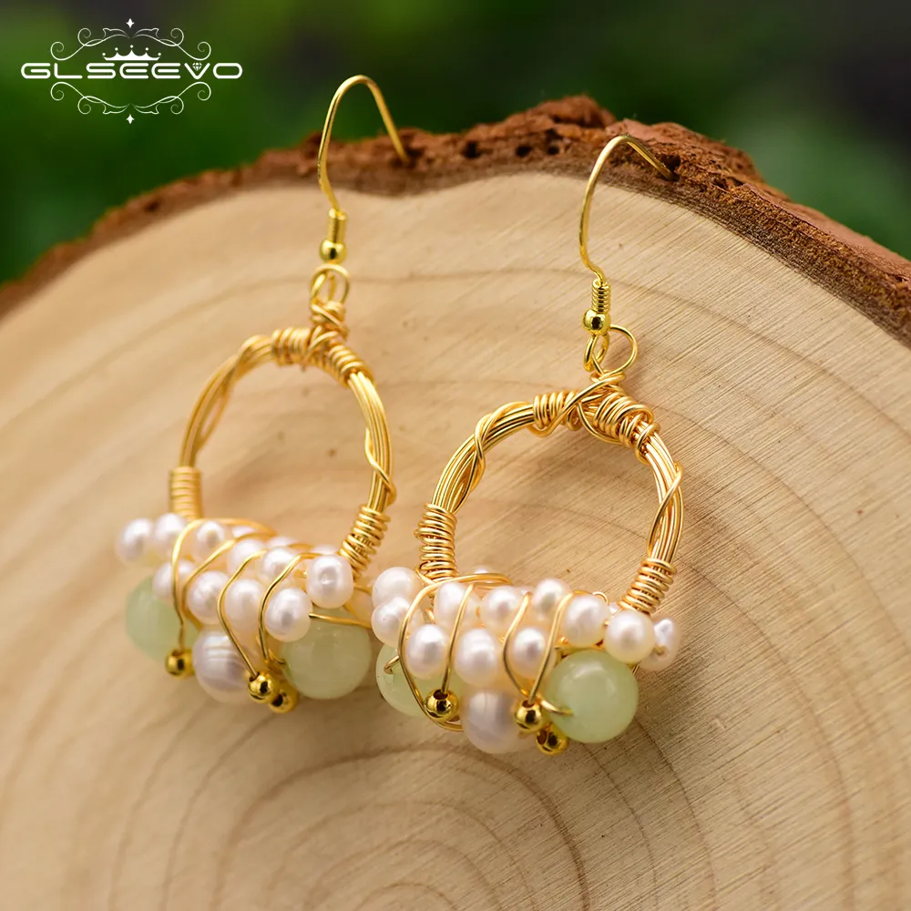 Pendientes colgantes de perlas naturales hechos a mano para mujer, aretes de gota, joyería fina de lujo, a granel