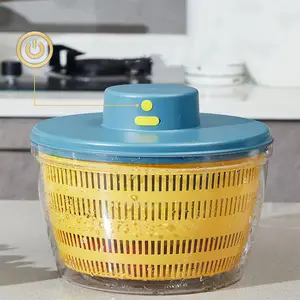 Big capacity PET plastic 3L usb Vegetable electric drain basket Salad Spinner Vegetable washer for home