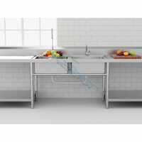 Évier simple en acier inoxydable 201/304 sur mesure pour cuisine commerciale, restaurant, école, café, extérieur