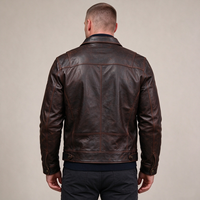 Veste en cuir marron vieilli vintage pour homme, fermeture éclair intégrale, manteau en cuir véritable, fabrication sur mesure, vente en gros pour vêtements d'extérieur