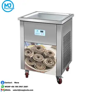 Máquina de sorvete frito MAYJESSIE peru máquina de rollo de gelado frMAYJESSIE máquina de sorvete frito com lâmpada LED