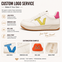 Baskets basses blanches pour femmes avec logo V coloré, chaussures décontractées
