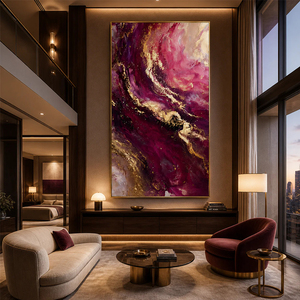 Sofisticata Pittura Astratta <span class=keywords><strong>con</strong></span> Texture di Marmo Nero e Venature Dorate 3D, Arte Murale Testurizzata per Uffici e Hall di Lusso - Product Image 4