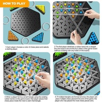 Chaîne Triangle Jeu d'échecs Jeu de Trigle Jouet éducatif pour enfants de 3 ans et plus Planche de stratégie pour les soirées de jeu en famille