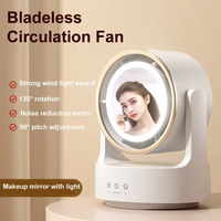 Nouveau modèle 2026 : Miroir de maquillage avec ventilateur circulateur d'air, éclairage LED et oscillation 3D, petit ventilateur portable