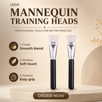 Kuas Foundation Rambut Sintetis Grosir Gagang Kayu Ujung Datar Kuas Makeup Profesional