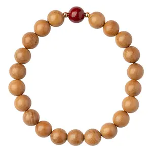 2024 Лидер продаж Гавайские 6 мм 8 мм персиковые деревянные бусины киноварь натуральный камень эластичные деревянные браслеты для женщин