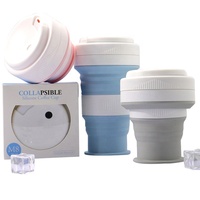 Mug de voyage pliable en silicone de 550 ml (20 oz) avec couvercle et paille, fabriqué par Shenzhen Hewang, idéal pour les cadeaux