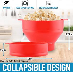 Tazón Reutilizable de Silicona para Hacer Palomitas de Maíz, Apto para Microondas y Freidora de Aire, con Tapa Elástica, Apto para Lavavajillas - Product Image 5