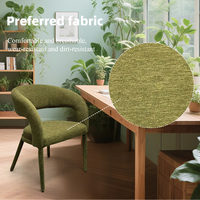Chaise d'Appoint en Tissu Vert Forêt Chaise de Salle à Manger Rembourrée Bouclé avec Accoudoirs