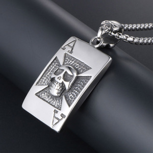 Collar con colgante de calavera Ace Of Spades, colgantes temáticos de acero inoxidable a la moda para hombre, regalo SP479 - Product Image 3