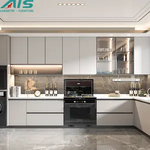 Ais Morden China Classic Design Custom Large High Quality U Shape Kitchen Cupboards Cabinets With Build In Sink And Stove
