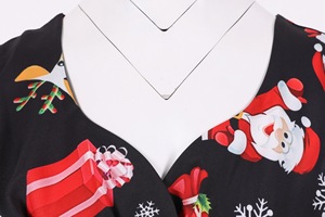 Abito <span class=keywords><strong>Natalizio</strong></span> da <span class=keywords><strong>Donna</strong></span> con Scollo a V e Maniche Stampate, Modello Svasato del Produttore - Product Image 4