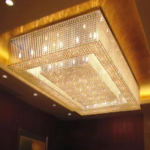 Candelabro personalizado grande para vestíbulo de Hotel, Villa, sala de estar, candelabro de cristal de Hotel, lámpara de techo dorada, LED moderno personalizado