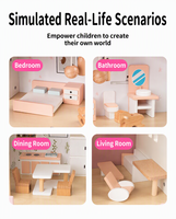 Rumah Boneka Kayu Mini MDF Kayu Solid Mainan Peran Anak-anak Model Rumah Boneka Mini Hadiah untuk Anak Perempuan Balita Set Permainan Peran