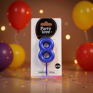 Candela Blu Numero 8 per Feste, 6 cm, Candele di Compleanno Vela - Product Image 3