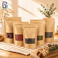 Sachet Doypack Kraft Lebei avec fermeture éclair, sac en papier réutilisable pour l'emballage de biscuits, de collations et d'aliments
