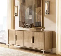 Sassanid OEM Forme minimaliste Ameublement élégant et épuré Benoit Bisque Buffet 4 portes en acier inoxydable poli