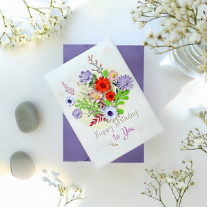 Venta al por mayor respetuoso con el medio ambiente de Vietnam papel cuadrado personalizado tarjeta de felicitación Feliz cumpleaños Tarjeta de filigrana 3D en relieve patrón floral - Product Image 5