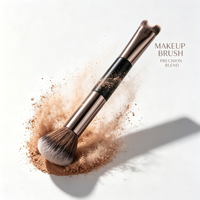 Pinceau de maquillage double embout 2-en-1 : Pinceau contour nez en U et pinceau blush en poudre doux et moelleux à poils denses – Outils professionnels