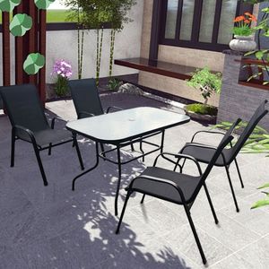 Bộ bàn ghế ăn ngoài trời bằng kính đen hiện đại dùng cho sân vườn - Product Image 5