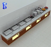 OKEY Station de bar mobile rectangulaire simple personnalisée/table de buffet ou station avec roulettes muettes pour hôtel/restaurant