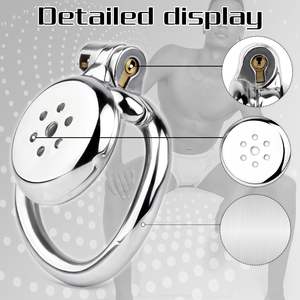Jaula <span class=keywords><strong>de</strong></span> <span class=keywords><strong>castidad</strong></span> plana Dispositivos <span class=keywords><strong>de</strong></span> <span class=keywords><strong>castidad</strong></span> masculina, jaulas <span class=keywords><strong>de</strong></span> metal para pene con cerraduras y cinturón invisibles, Juguetes sexuales para adultos para parejas masculinas - Product Image 4