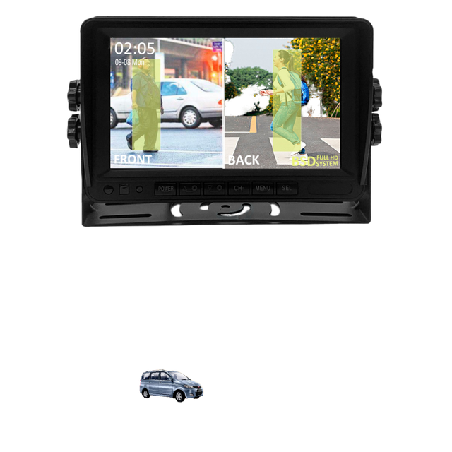 2 Split Two Channel 7 Inch Touch Screen Car LCD Display BSD Monitor with 1024x600p Resolution Mini 4 Pin Connector