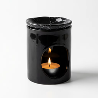 Diffuseur de Cire Minimaliste en Céramique Effet Marbre Noir - Brûleur d'Huile à Bougie Chaude Élégant à Texture de Pierre pour Décoration Intérieure et Aromathérapie Spa