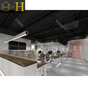 Estación de trabajo de oficina moderna, muebles con forma de <span class=keywords><strong>onda</strong></span>, escaparate, vitrinas de exhibición, centro de llamadas de madera, estación de trabajo con estantes de esquina sh - Product Image 2