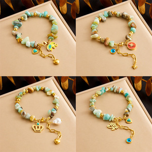 Fashion Charm Bracelet Natural Stone Beaded Zinc Alloy Women's Jewelry Gift Autumn Winter New Arrival - Product Image 1