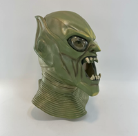 Masque de fête d'Halloween en latex vert, 14-18 ans, écologique, imprimé numériquement en 1 couleur, thème amusant et original, couvrant tout le visage