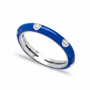 Dark Blue Color Enamel <b>Ring</b> Multiple <b>CZ</b> Zircon Stone Elegant Trendy Popular Turkish Wholesale 925 Sterling Silver Jewelry - Product Image 2